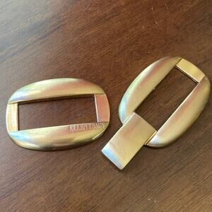 Belt Buckle Vintage Two Piece Goldtone Clasp Women 70s 80s 90s Ellen Tracy Metal